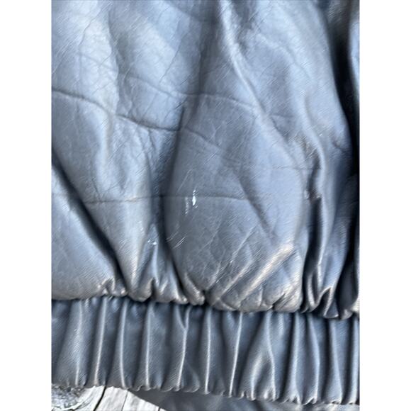Avant Garde Leather Fur Bomber Jacket Women's Vintage Size 5/6 Y2K 90s Gray Coat - Picture 12 of 13